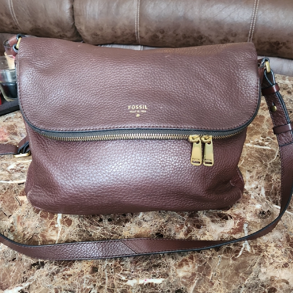 Fossil Brown Leather Shoulder Bag